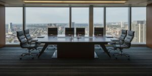 An executive office in a high-rise building