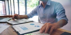Businessman doing paperwork